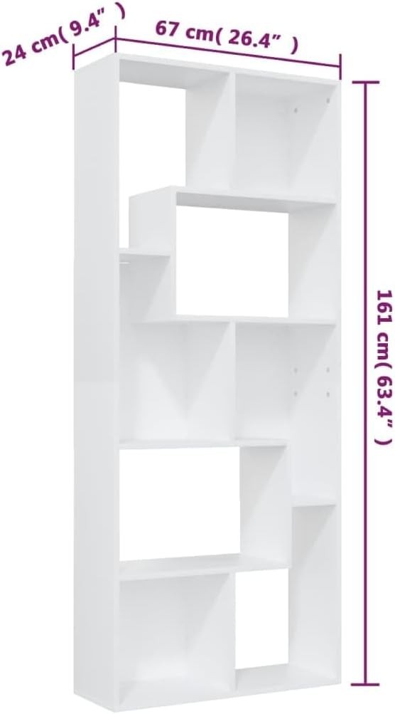 White Modern Bookcase Storage Cabinet 67x24x161cm – Sleek & Sturdy