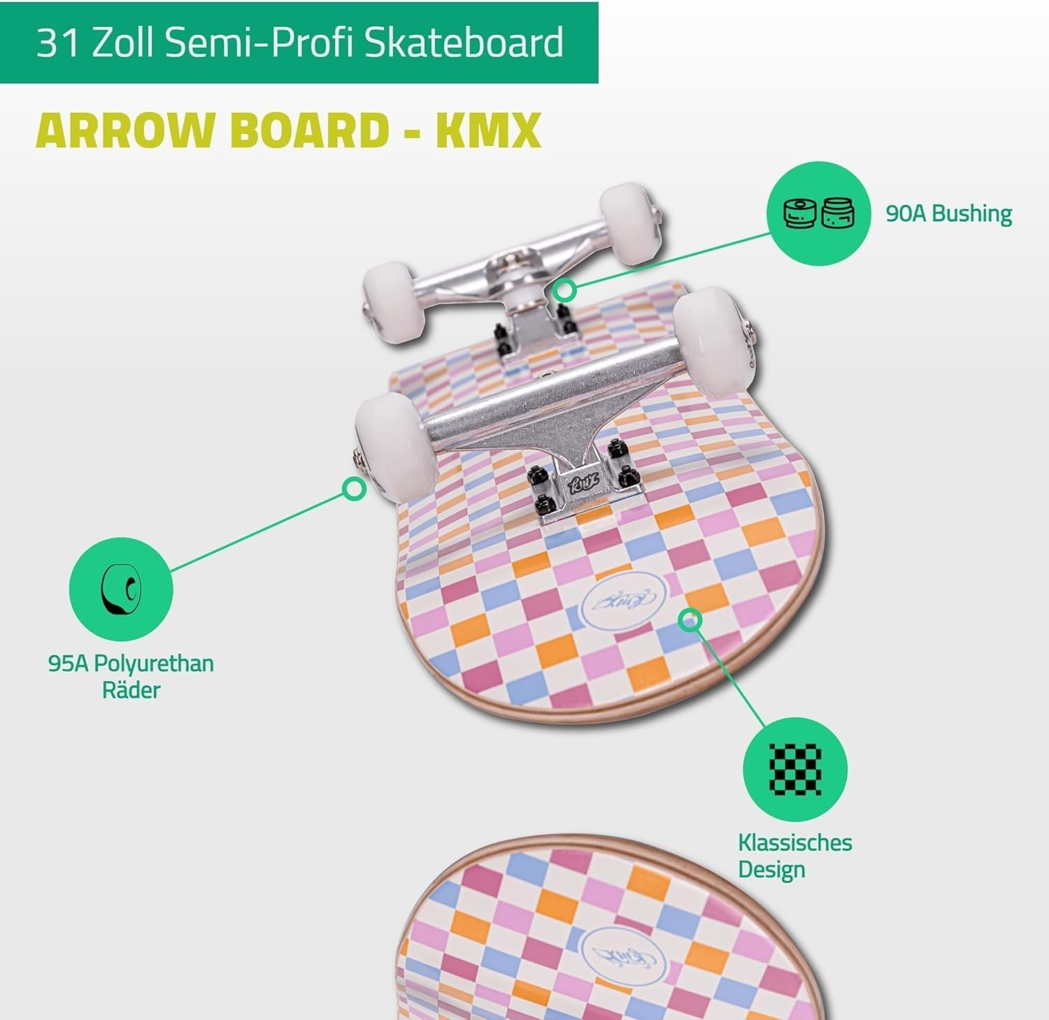 31in Maple Trick Skateboard ABEC-9 Bearings 52mm Wheels Complete