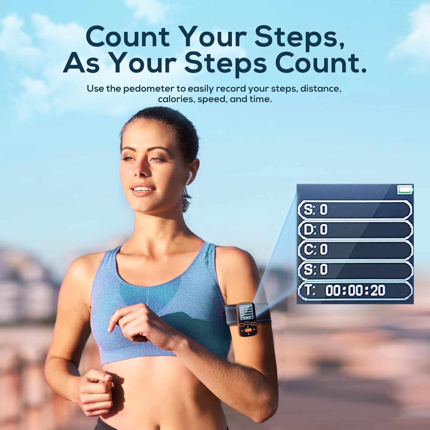 16GB Bluetooth 5.3 MP3 Player FM Radio Pedometer