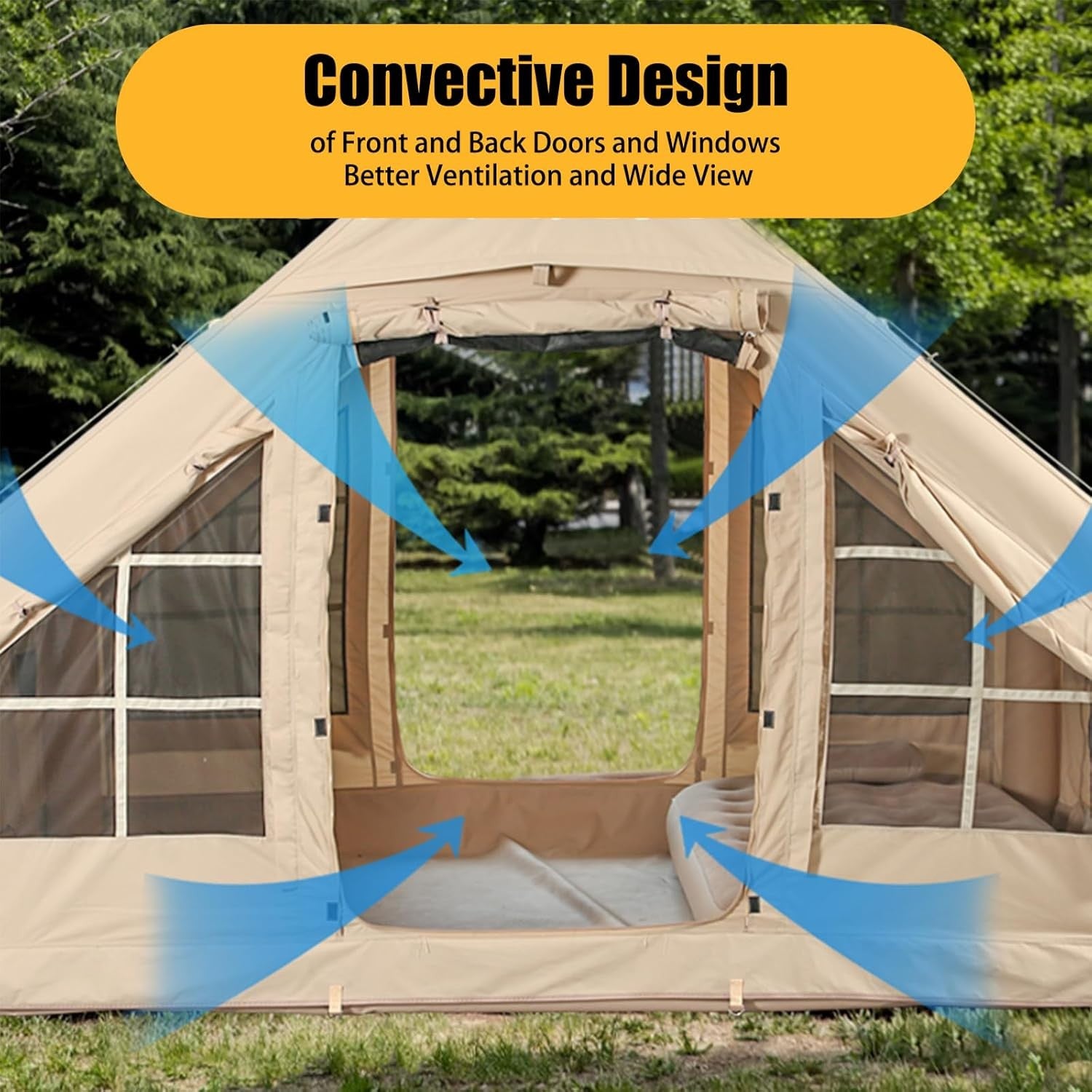 Inflatable Camping Tent 4-6 Person Waterproof 4 Season Cabin