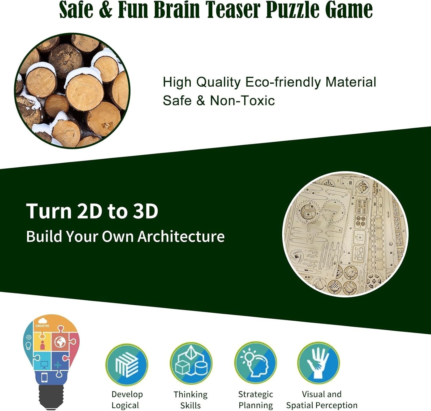 3D Wooden New York Mansion Puzzle Model Kit, DIY Craft & Home Decor