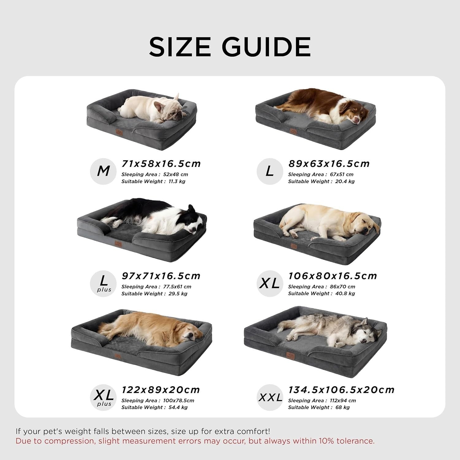 Medium Orthopedic Dog Sofa Bed Washable Waterproof 71x58x16cm