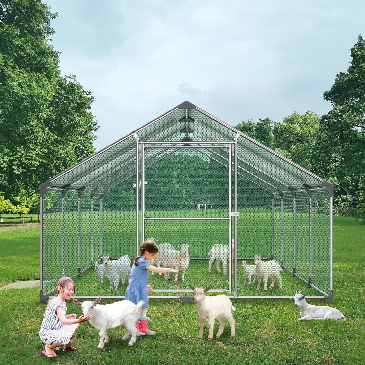 XXXL Chicken Coop Outdoor Run Galvanised Steel Cage w/ Roof