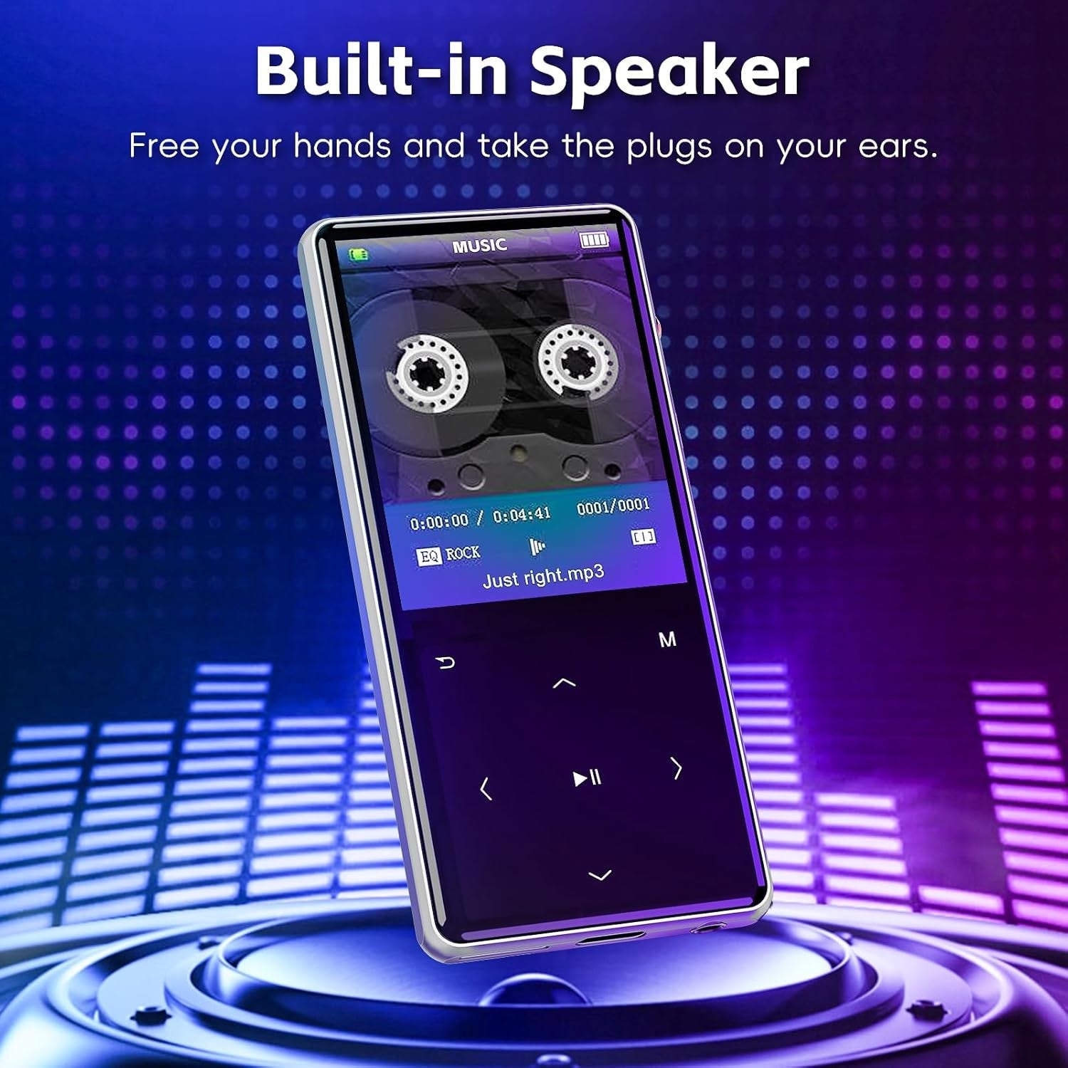 Bluetooth 5.0 64GB 2.4″ MP3 Player with Speaker, Voice Recorder & E‑Book