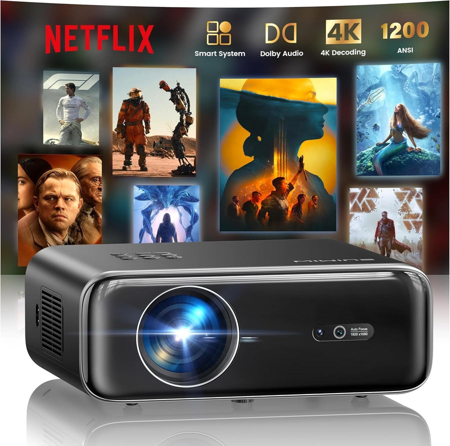 Smart 4K Projector WiFi 6 Bluetooth Dolby Auto Focus 1200 ANSI