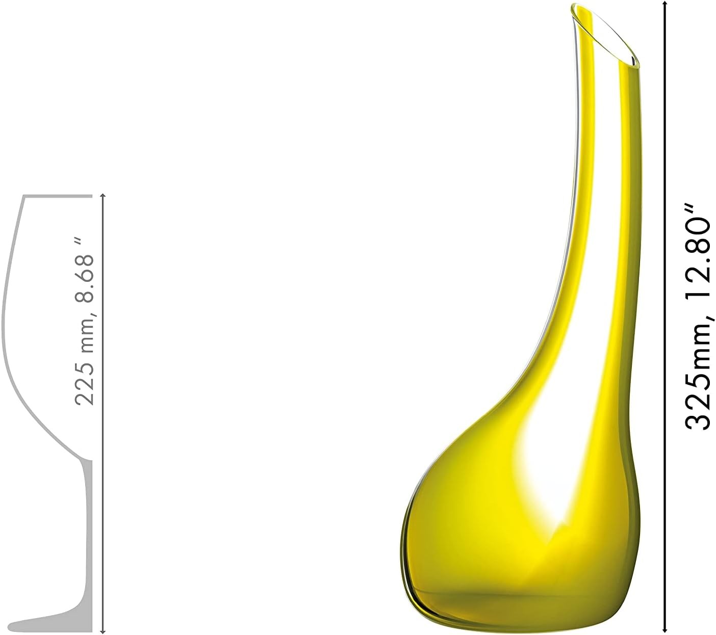 Handblown Crystal Wine Decanter 1.7L Yellow Cornetto Modern Aerator Gift