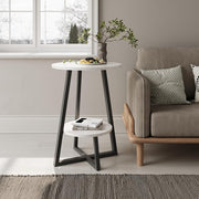 Small Round Coffee Table with 2 Storage Shelves – Slim, Sturdy & Modern