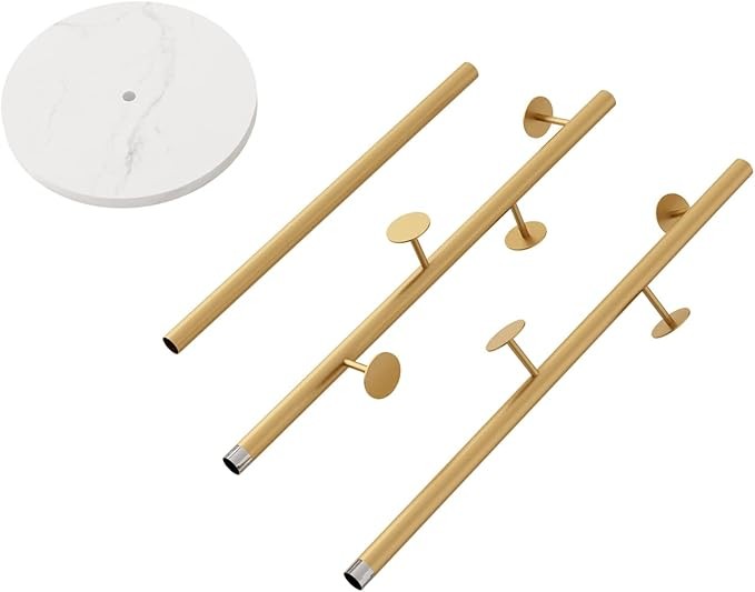 Gold Metal Coat Rack with Marble Base | Freestanding Hall Tree for Clothes & Bag