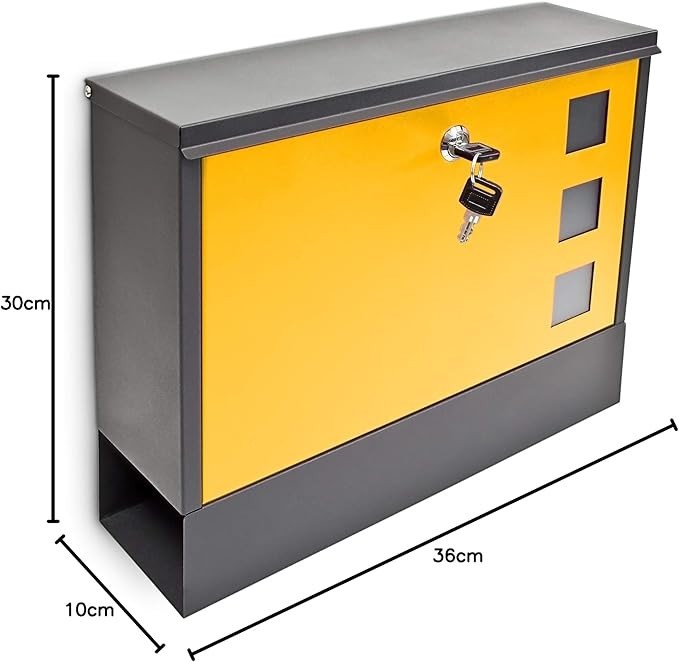 Lockable Wall Mounted Mailbox with Keys Alloy Steel Weatherproof Post Box