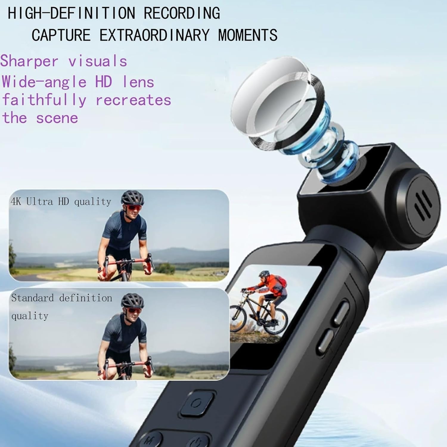 4K POV Body Camera WiFi Vlogging Action Cam 270° Rotating Lens