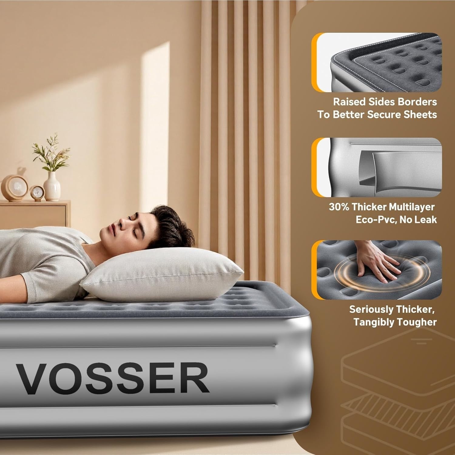 Queen Air Mattress Built In Pump 18” Raised 3 Min Inflating Air Bed
