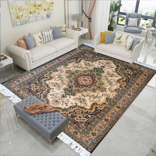 Large Green Distressed Oriental Rug 200x290cm Washable Low Pile Area Carpet