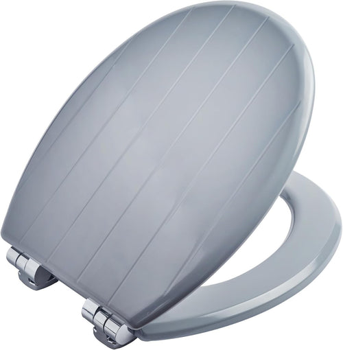 Cottage Grey Soft-Close Wooden Toilet Seat Ultra-Fix Chrome Hinges