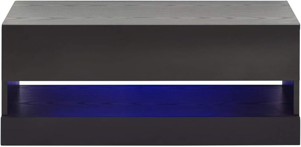 LED Coffee Table with Storage & High Gloss Finish – Modern Black TV Unit