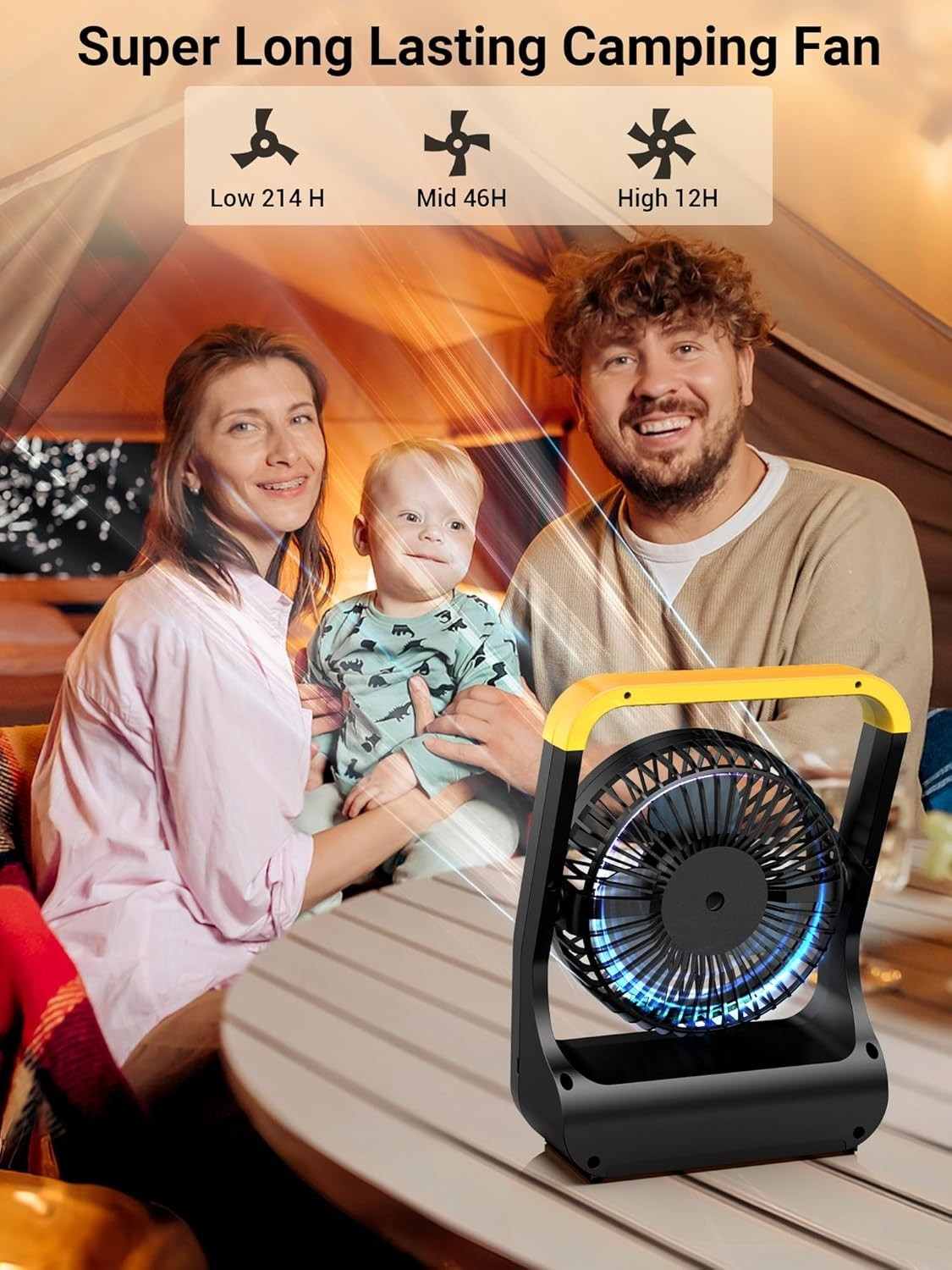 5-Inch Portable Battery Fan – Quiet 3-Speed Desk Cooling w/ Timer & USB Power