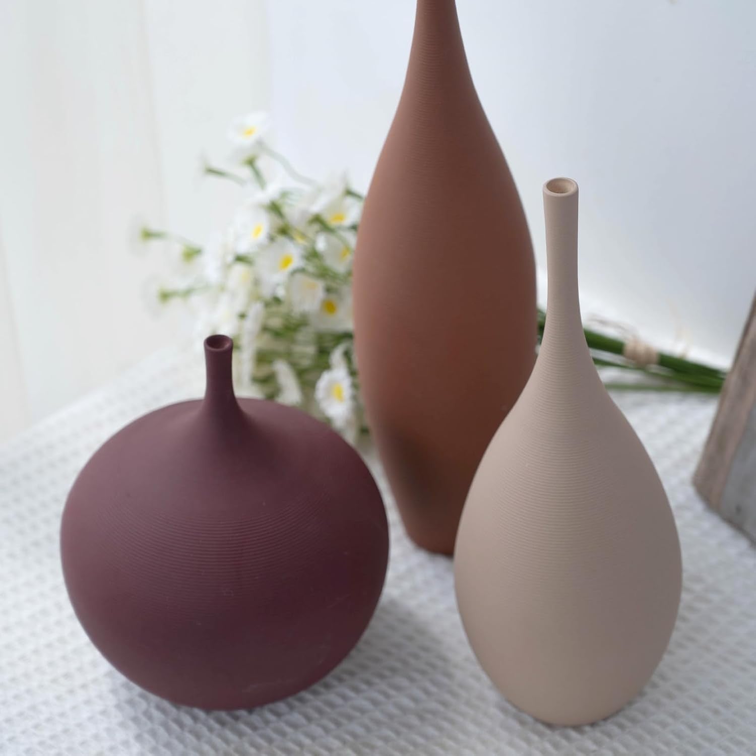 Ceramic Vase Set of 3 Modern Farmhouse Minimalist Table Centerpiece