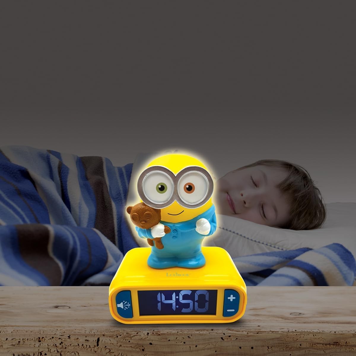 Kids Cartoon Alarm Night Light LED Display Snooze Sounds Bedroom
