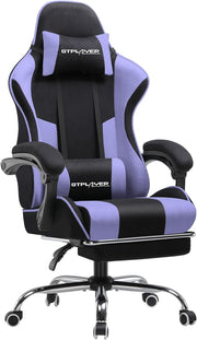 Ergonomic Gaming Chair Fabric Reclining Office Desk Swivel w/ Footrest Massage