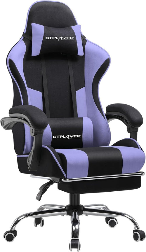 Ergonomic Gaming Chair Fabric Reclining Office Desk Swivel w/ Footrest Massage