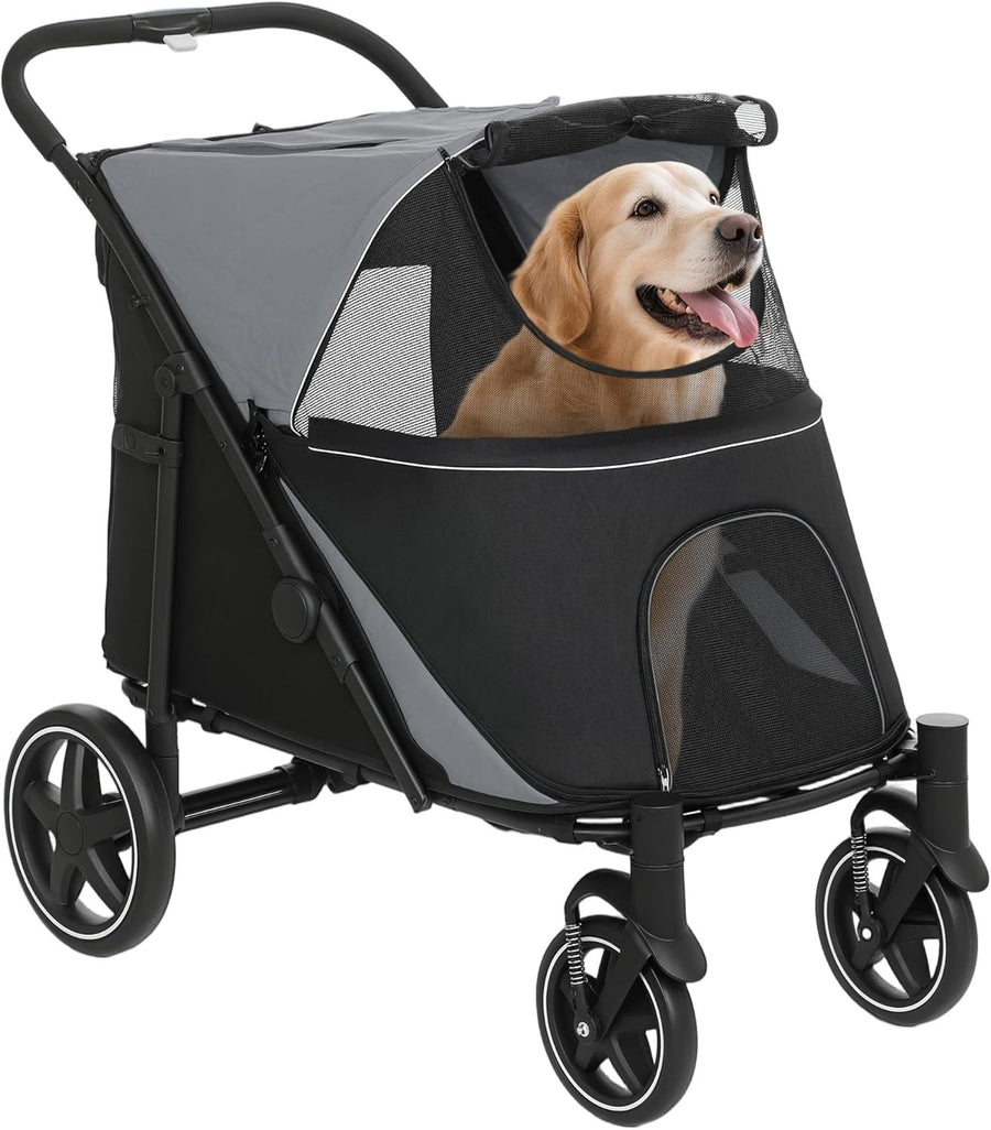 2‑in‑1 Twin Pram Foldable Double Pushchair Reversible Black