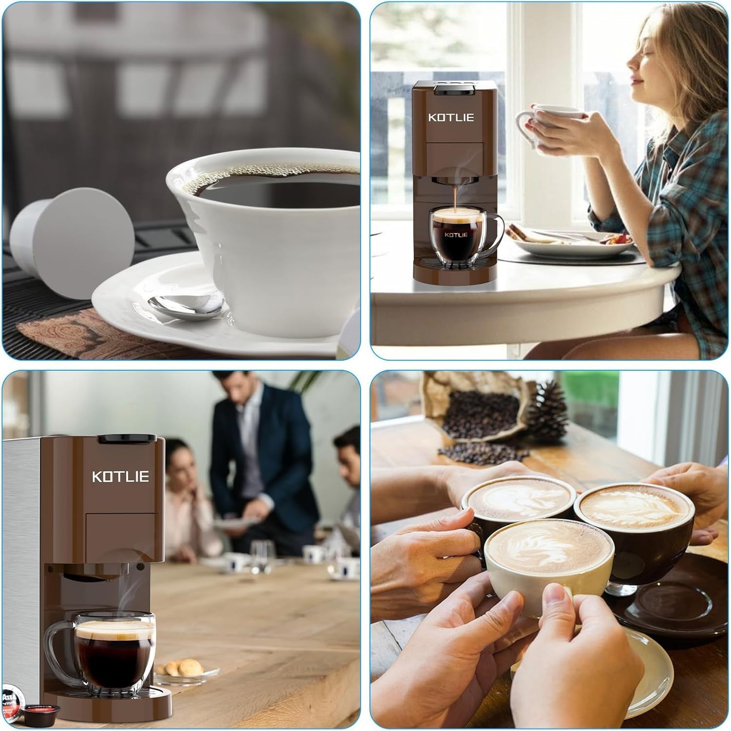 4-in-1 Espresso Coffee Maker | 19Bar High Pressure | Multi Capsule
