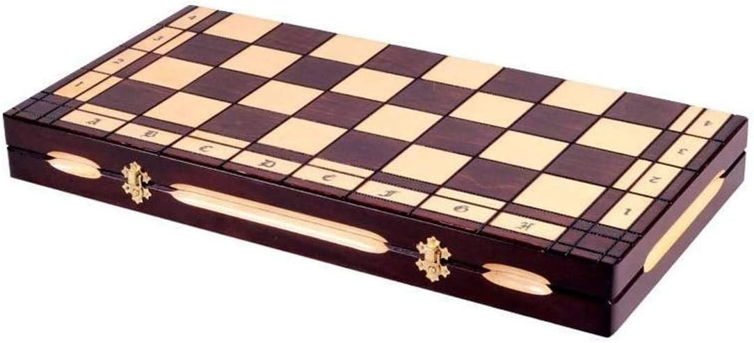 Large 23" Wooden Chess Set Handmade Foldable Board with Carved Pieces