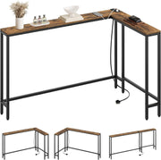Slim L-Shaped Console Table with USB Ports & Power Outlet – Space Saver