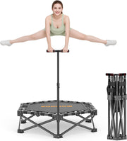 42in Folding Mini Trampoline with Handle Indoor Rebounder Kids Adults