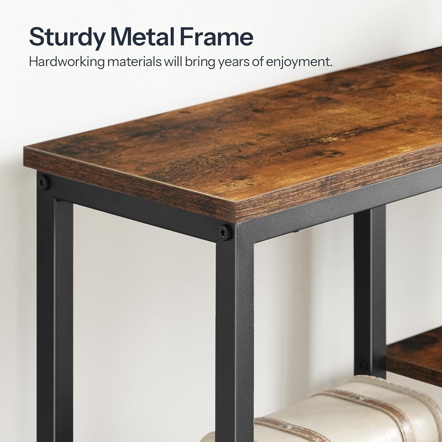 Slim Console Table with 4-Tier Storage Shelves, Industrial Style, Compact