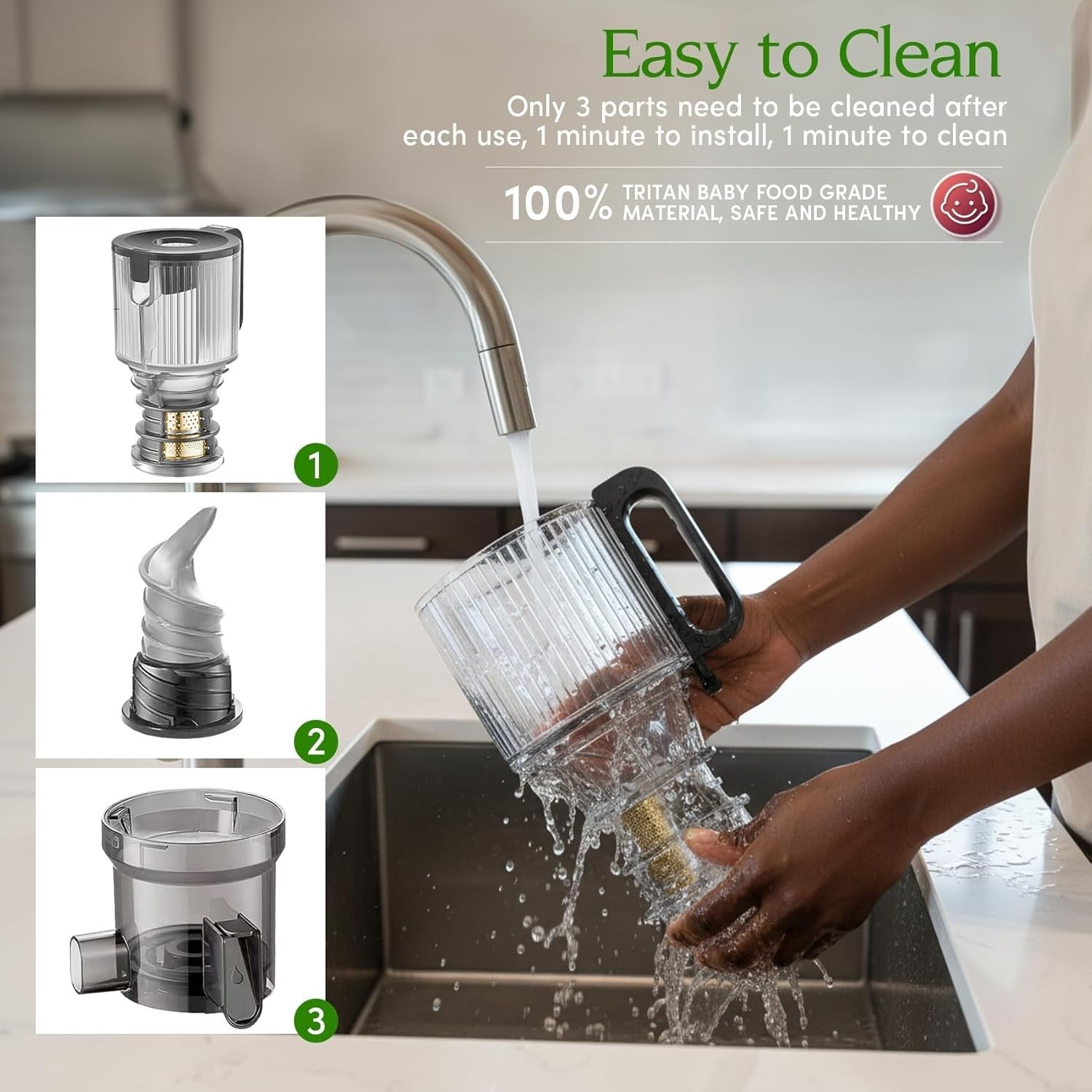 Cold Press Juicer 4.9in Wide Feed Chute 350W High Yield BPA Free