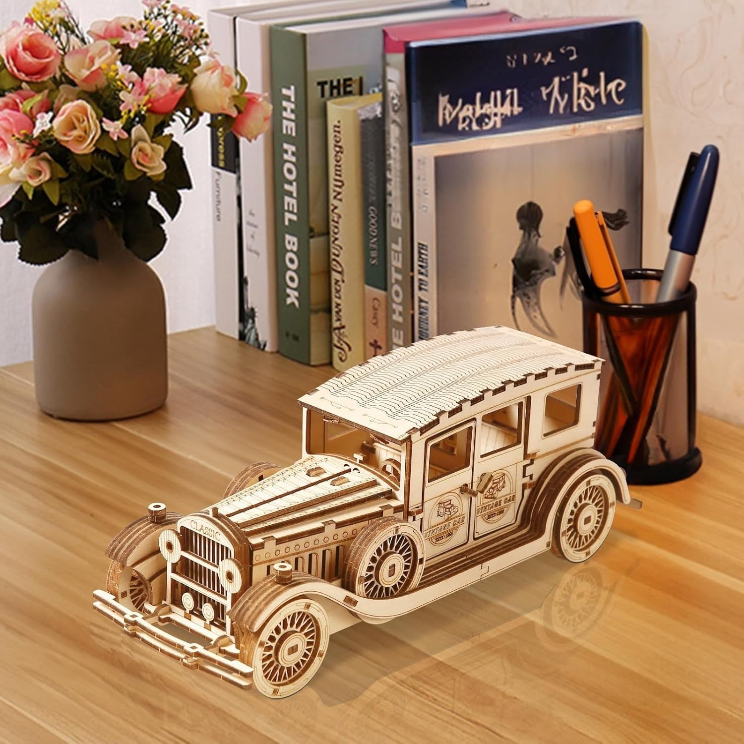 3D Wooden Vintage Car Puzzle DIY Model Kit – Build & Display, Gift Idea
