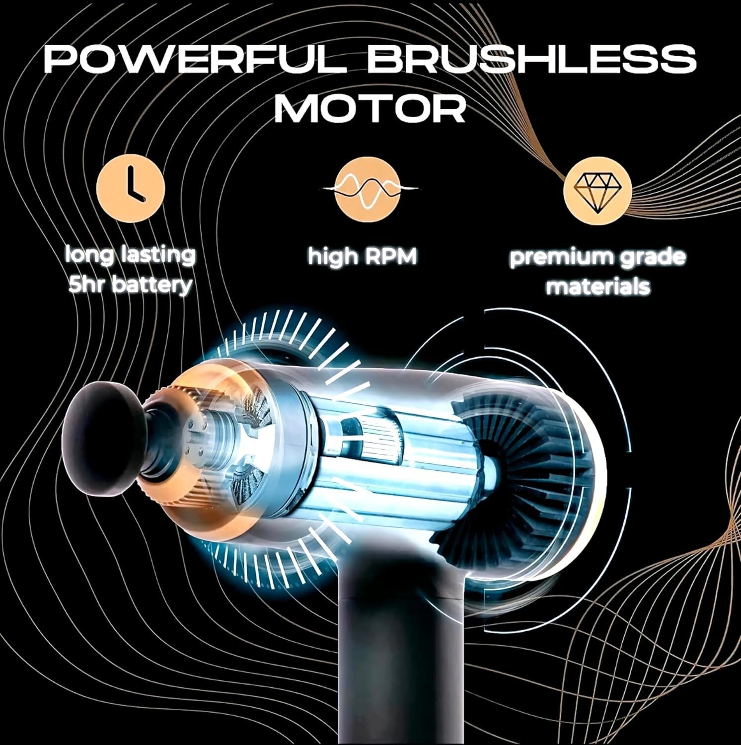 Deep Tissue Massage Gun 3200RPM Powerful Percussion Muscle Massager 5 Heads