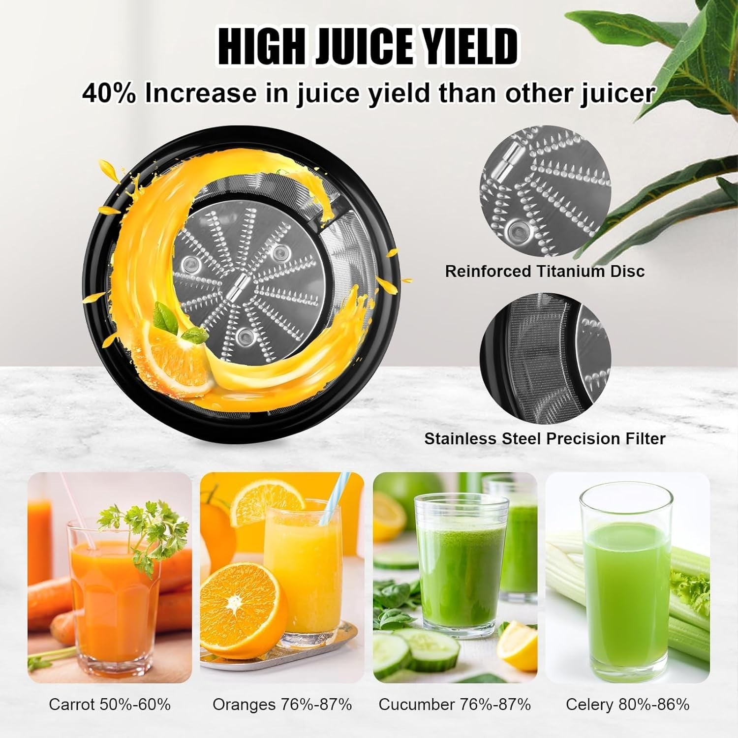 Centrifugal Juicer Titanium Blade 2.5in Chute Dual Speed BPA Free