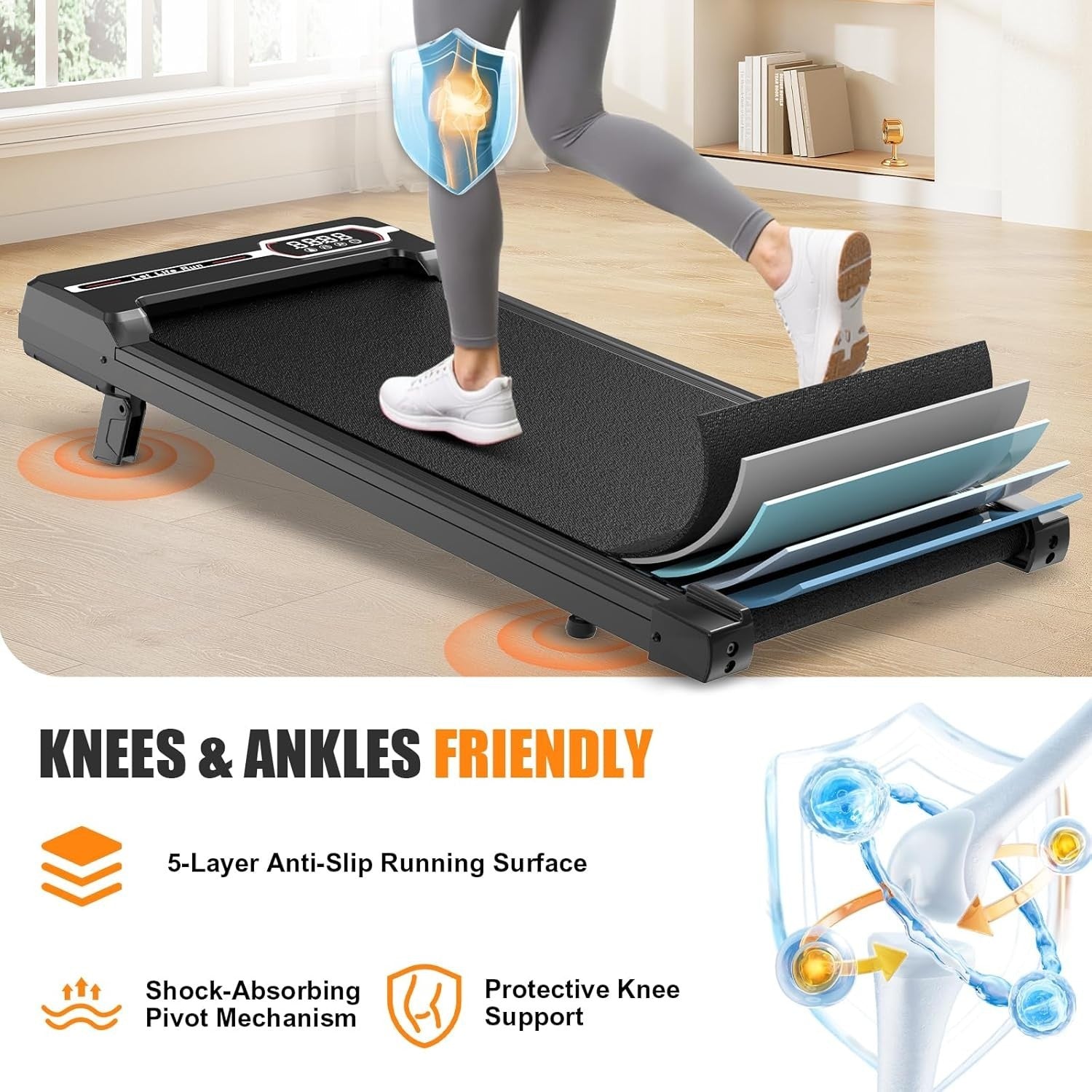 Under Desk Walking Pad Treadmill 8 km/h Incline Remote Compact