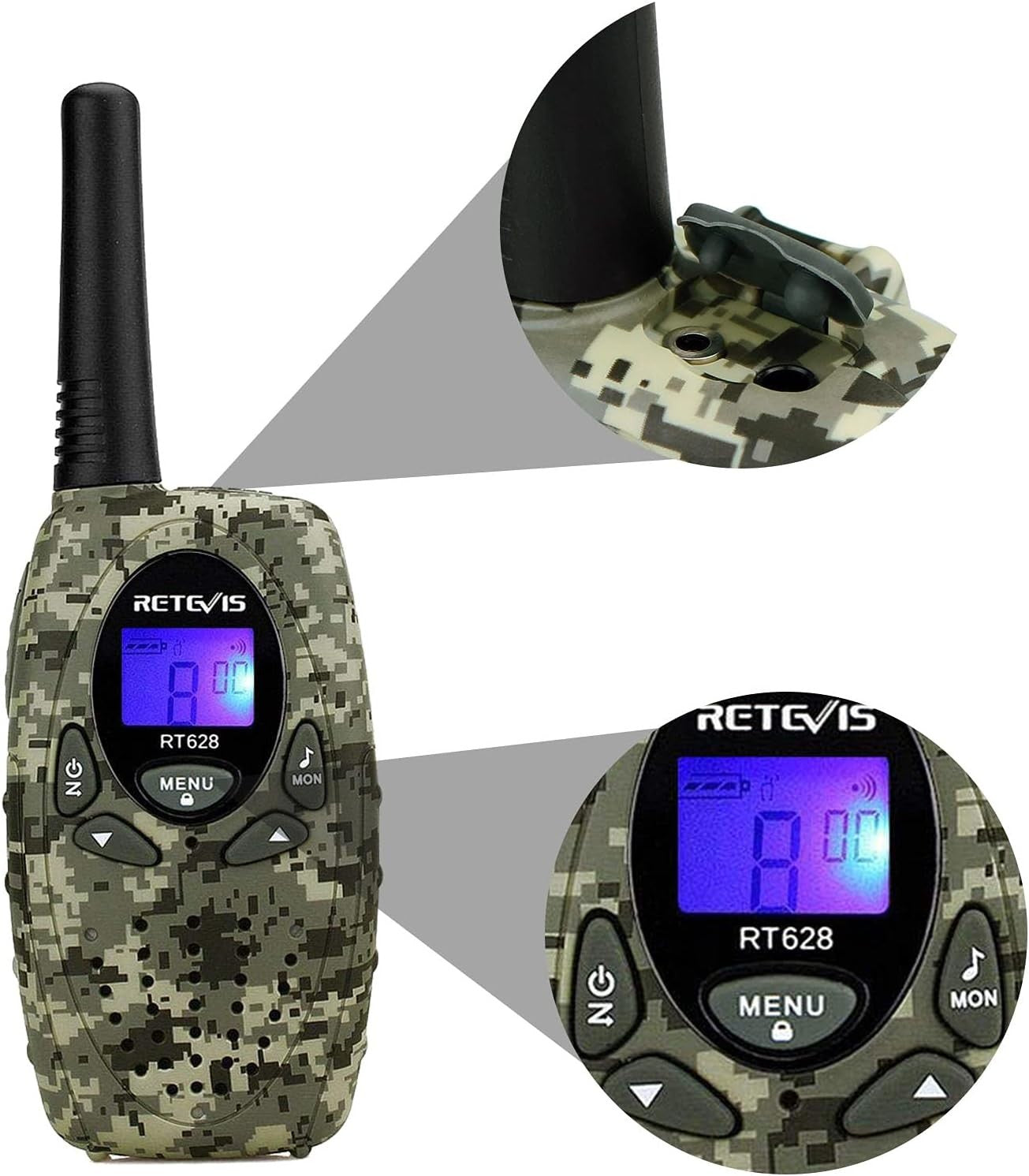 Kids Walkie Talkies Long Range 8CH VOX 2 Way Radio Pair Camouflage