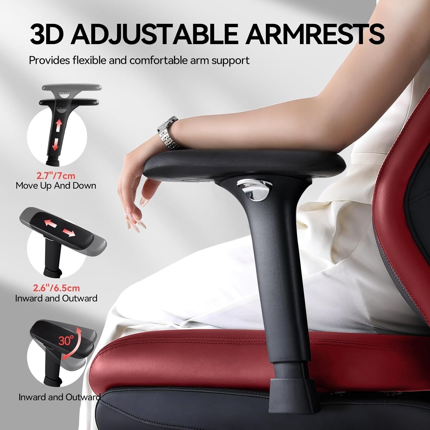 Oversized Red Ergonomic Gaming Office Chair High Back Recliner Lumbar Support