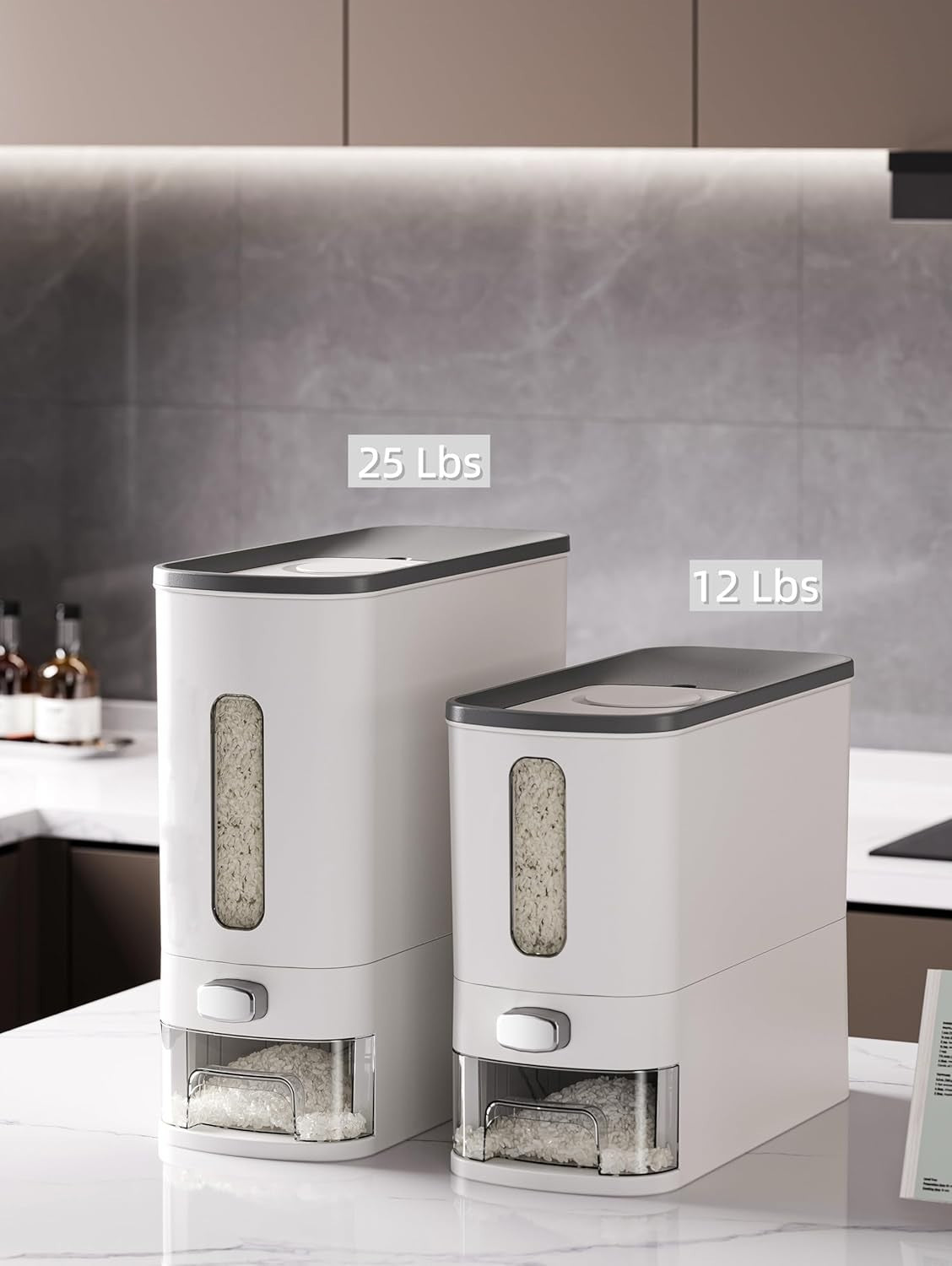 12lb Rice Dispenser Airtight Dry Food Storage w Measuring Cup