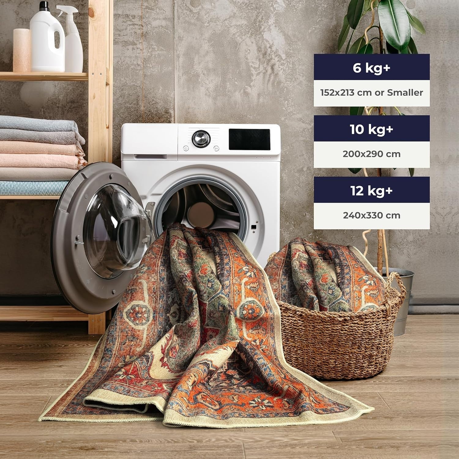 Washable Runner Rug 80x150cm Non-Slip Soft Hallway Kitchen Mat Olive & Pumpkin