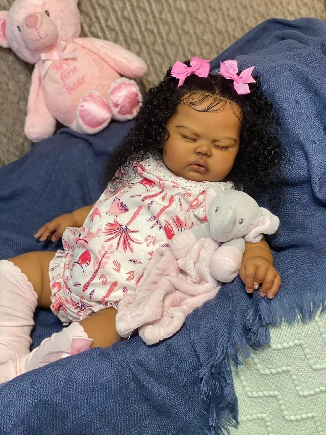 19in African American Reborn Baby Doll Silicone Vinyl Sleeping Toy Gift