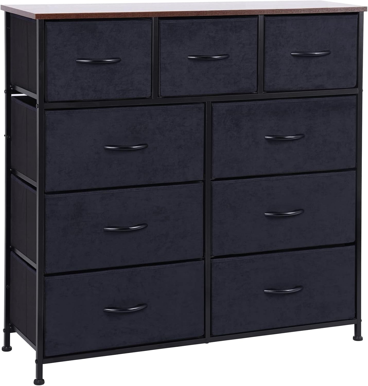 9 Drawer Rustic Storage Chest Fabric Organizer for Bedroom Hallway Office