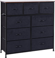 9 Drawer Rustic Storage Chest Fabric Organizer for Bedroom Hallway Office
