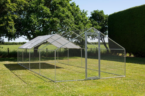 XXL Walk In Chicken Run Galvanised Steel Secure Small Gap Door 3x8m