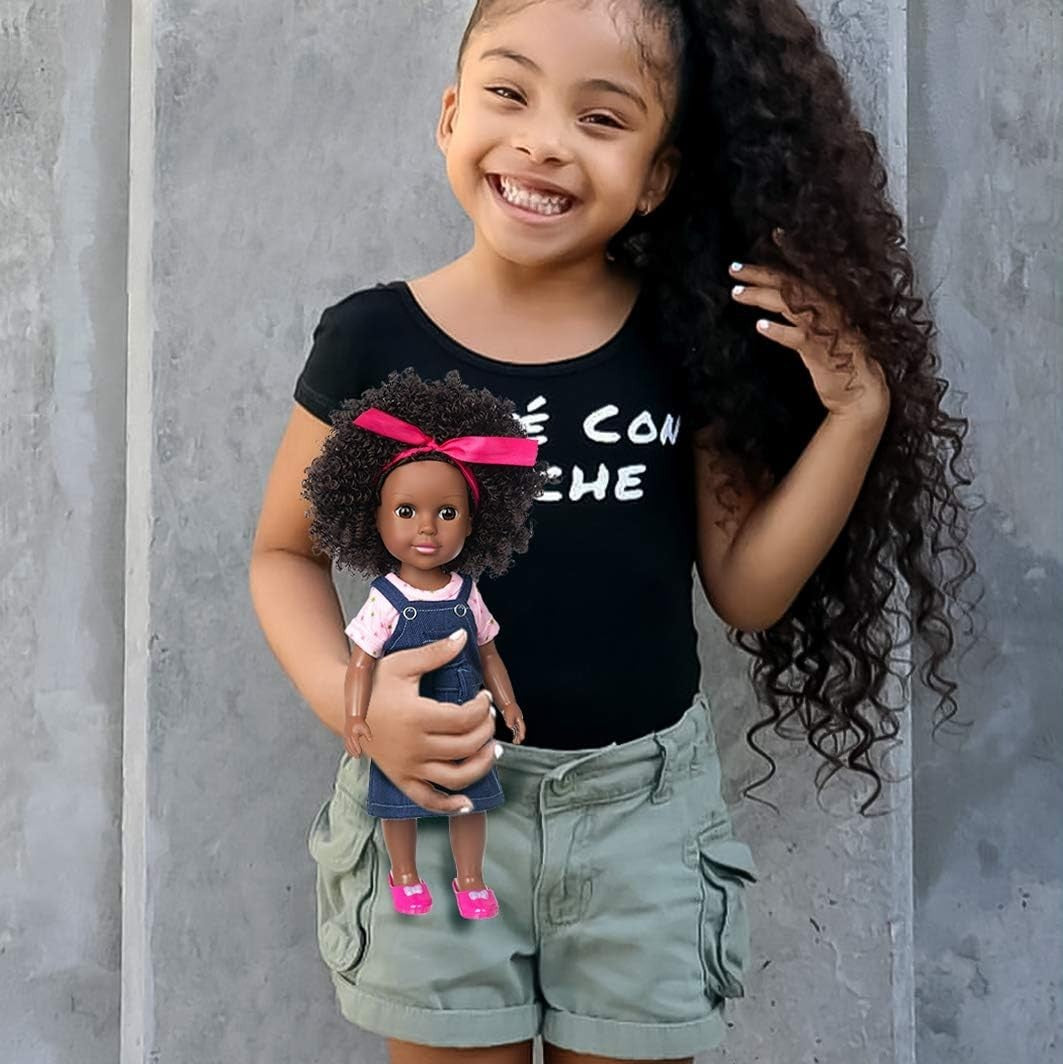 14.5” Black Baby Doll Realistic Silicone Girl Washable Doll Set