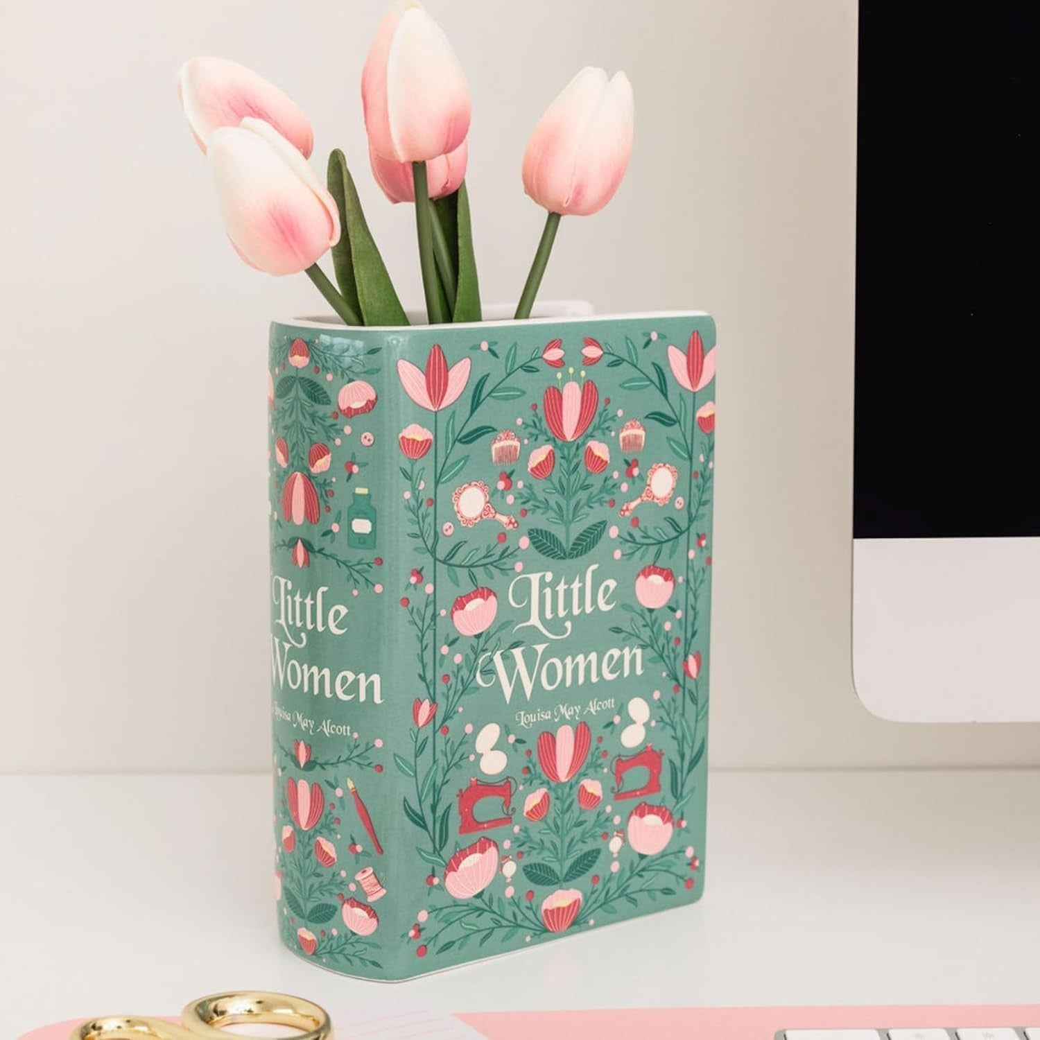 Book Shaped Ceramic Vase Decorative Bookshelf Flower Vase Home Decor