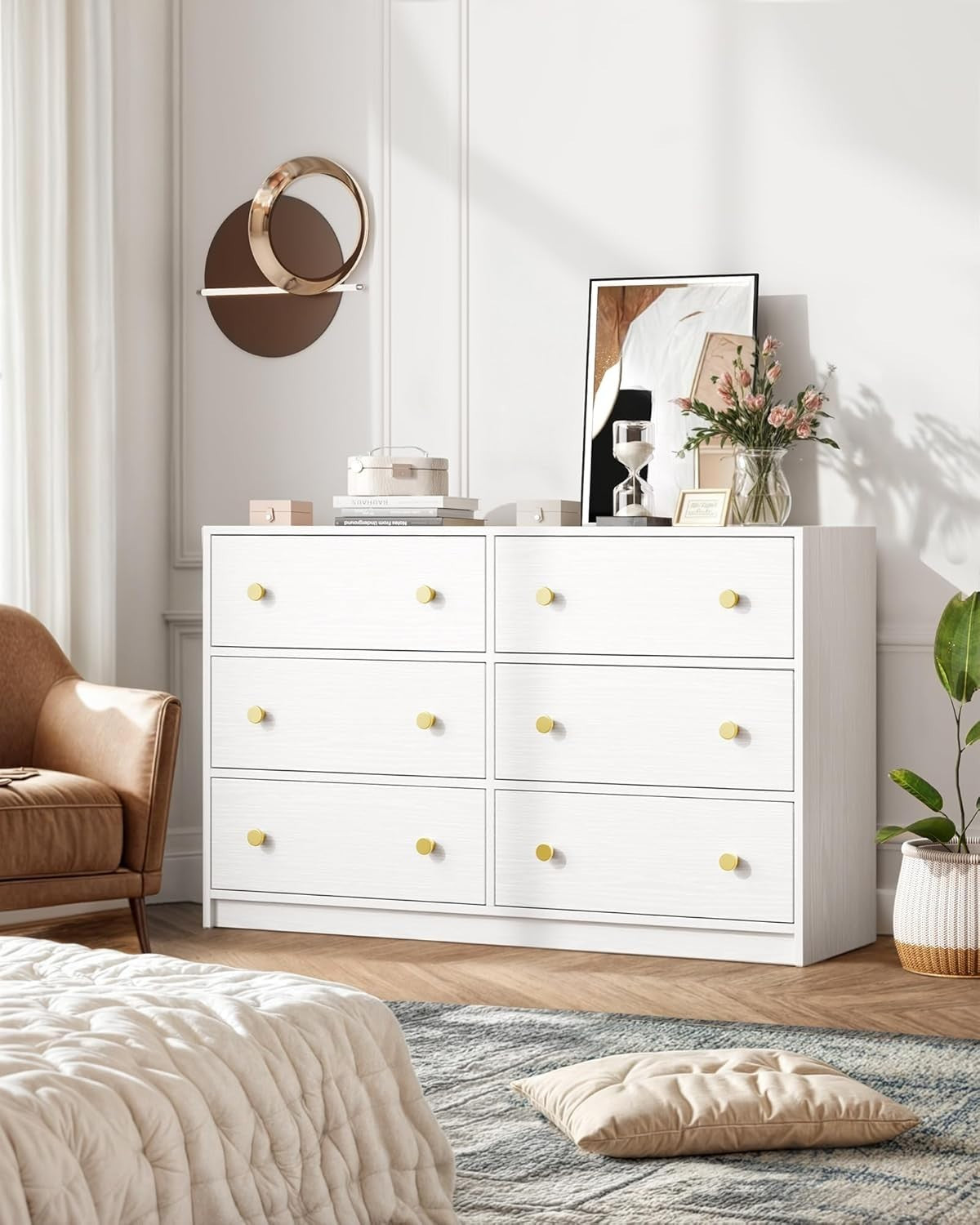 White 6 Drawer Dresser Chest Storage Unit Cabinet for Bedroom Hallway