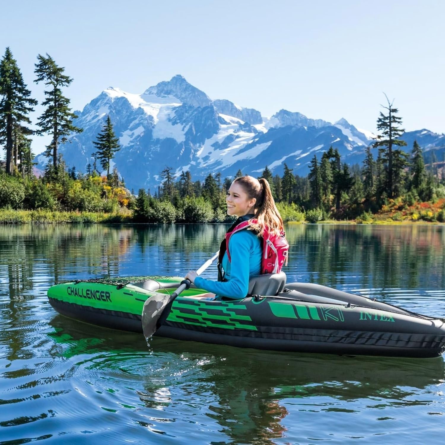 Inflatable Kayak Set 1 Person Canoe w/ Aluminum Oars Hand Pump
