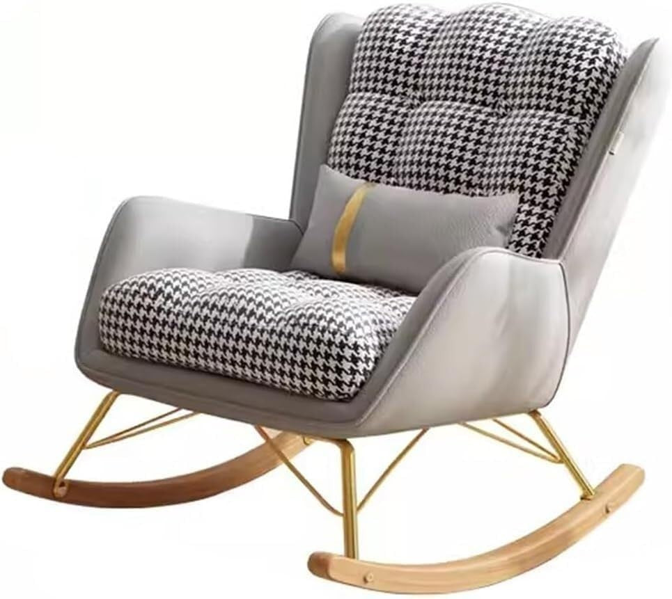 Luxury Recliner Rocking Chair with Lumbar Pillow & Wide Upholstered Seat
