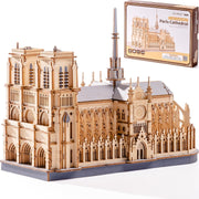 3D Wooden Cathedral Puzzle Model Kit Landmark Building DIY Decor