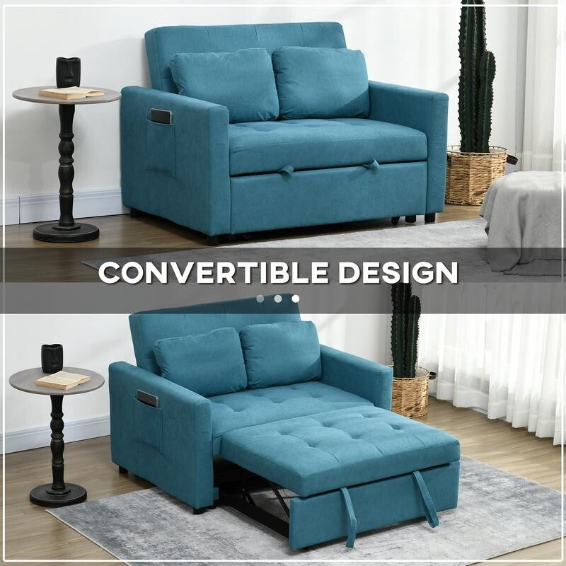 2 Seater Sofa Bed w/ Cushions, Pockets & Click-Clack Frame – Guest Room Use