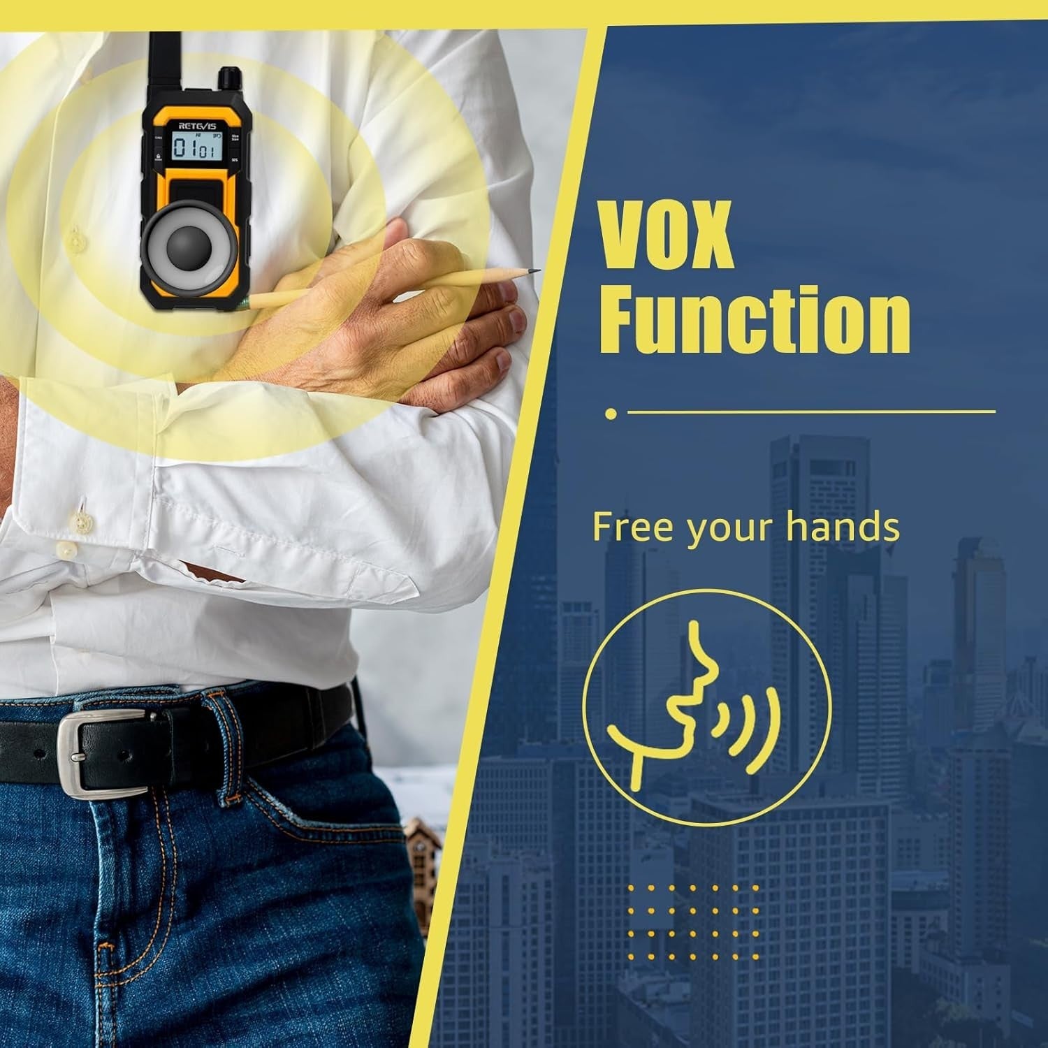 Waterproof Heavy Duty Walkie Talkies IP67 VOX Dual PTT 2 Pack
